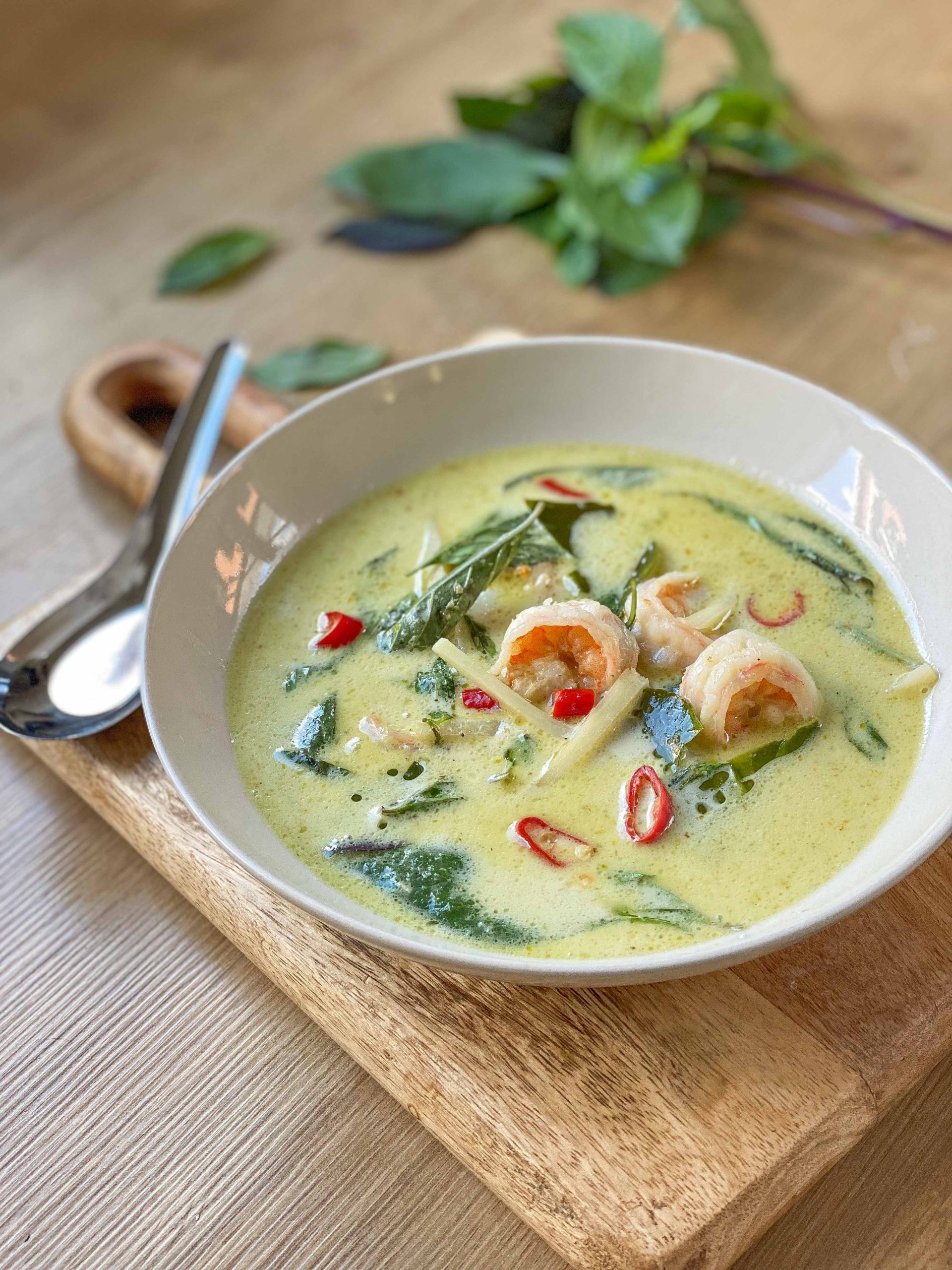 Thaise Groene Curry Met Scampi
